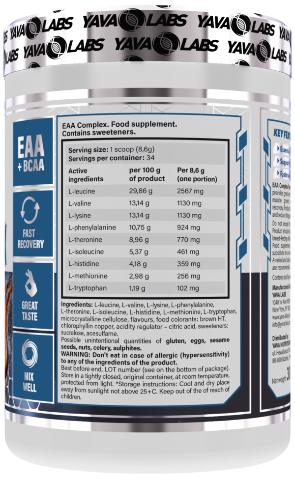 EAA kompleks Yava Labs 300g - aminokwasy dla sportowców - obrazek 6