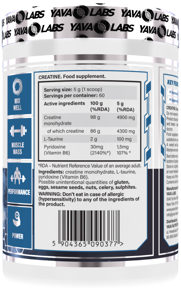 CREATINE yava labs Kreatyna 300g - kreatyna dla sportowców - obrazek 2